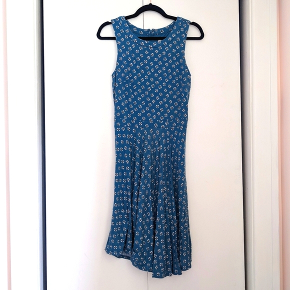 Loft XS Aqua Print Dress - Picture 2 of 9